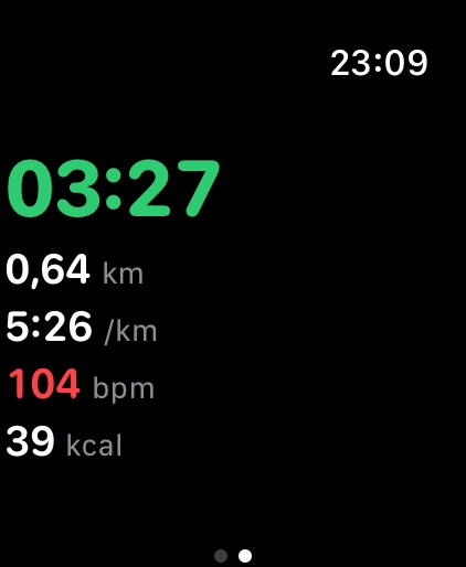 GPS-hardloop op die Apple Watch met Evolvea: tyd, afstand, pas, hartklop en kalorieë