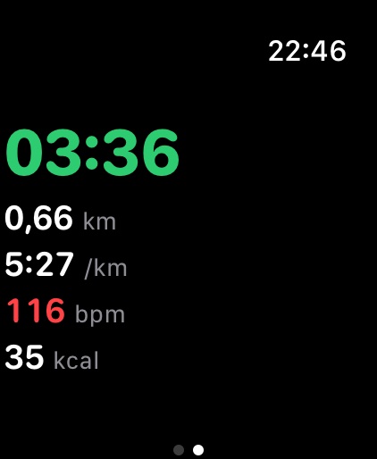 Carrera con GPS en Apple Watch con Evolvea: tiempo, distancia, ritmo, frecuencia cardiaca y calorías